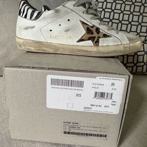 Golden Goose Super Star size 36 White and Brown Distressed Sneakers